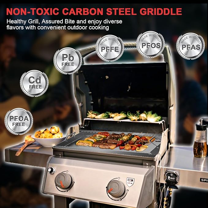 Spirit E-325 Flat Top Griddle Insert for Weber GS4 Spirit II & I 200 Grills, Full Size Griddle Plate for Weber Spirit E-210 S210 E-220 S-220 S-210 S-215 Grill Parts, for Weber 7637 Grates Carbon Steel
