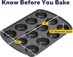 Wilton Gold Non-Stick Bakeware Muffin Pan - Baking Pan for Muffins & Cupcakes - Made Without PFAS, Dent Resistant & Dishwasher Friendly - Offers Even Heat Distribution - 10.5 x 15 x 2 Inches, 12 Cup