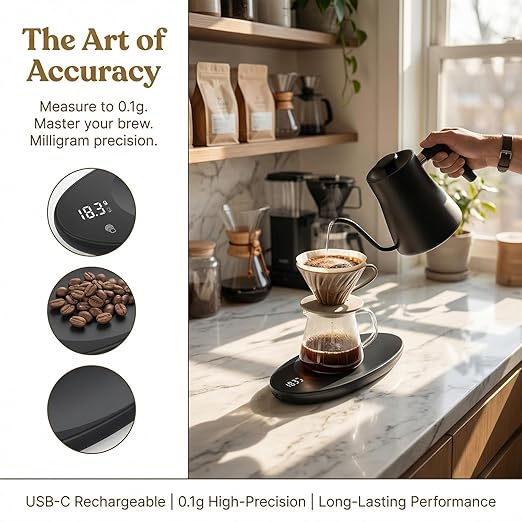 Digital Scale Grams with Coffee Spoon, 500g/0.1 Gram Scale Tea Scale for Loose Tea Black Mini Digital Pocket Jewelry Scales, Digital Kitchen Scale .1 Gram Accuracy
