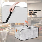 Marble Print Toaster Oven Protective Cover for Kitchen Counter, Heat-resistant Dust-proof Microwave Oven Air Fryer Cover with Storage Pockets (Medium-16.1 * 19.71 * 10 inches)