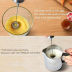 Milk Frother Handheld, Battery Operated Travel Coffee Frother Milk Foamer Drink Mixer with 2 Stainless Steel Whisks for Hot Chocolate, Batteries Included, Silver