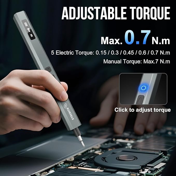 STREBITO 144-Piece Upgraded Electric Screwdriver, Max 0.7 N.m, 120 Magnetic Bits, 5-gear Torque Adjustment, Precision Screwdriver Set, Repair Tool Kit for Tech, Electronics and PC, Gifts for Men
