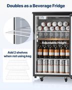 VEVOR Beer Kegerator, Single Tap Commercial Draft Beer Dispenser for D system, Full Size Keg Refrigerator with 5lbs CO2 Tank, Hold 2 Sixth / 2 Ball lock keg, Black