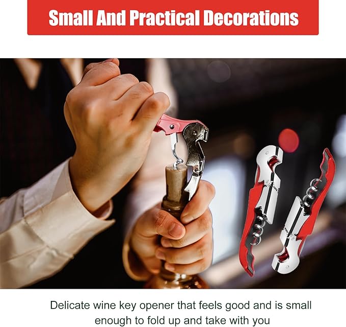 12 Pieces wine key wine opener Professional Waiter Corkscrews Stainless bottle opener Fold Serrated Foil Cutter Key for Family, Company Party,Bars,Restaurants(red)