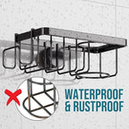 TAILI Sponge Holder with Strong Suction Cup, 4-in-1 Rustproof Sink Organizer - Sink Caddy Holds Sponges, Brushes, Stoppers & Scrapers - Black