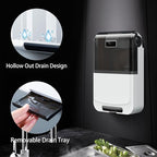 Utensil Drying Holder, Wall Mounted Utensil Organizer with Lid Multifunctional Chopstick Cage Punch Free Dustproof Draining Cage Kitchen Utensil Holder(Basic Black)