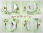 Solino Home Linen Cloth Placemats Set of 4-100% Pure Linen Pastel Green Placemats 14 x 19 Inch - Fete