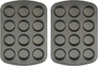 GoodCook Nonstick Steel 12-Cup Muffin Pan, Gray, Set of 2