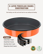 Enamel Round Roasting Pans Set Baking Dish 4-Pack 9/10/12/14 Inch NonStick High Temperature Resistance Cookware for Cake Bread Pizza, Oven Dishwasher Safe Wife Mother Day Gift Bakeware