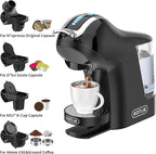 KOTLIE Single Cup Coffee Maker, Multi Capsule Machine Compatible With Various Capsule Types, 4 Temperature Settings, 7 Water Volume Levels,19 Bar(Glossy Black)