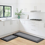 KitchenClouds [2 PCS] Kitchen Rugs Cushioned Anti-Fatigue Kitchen Mats for Floor Waterproof Kitchen Rug Set Non-Slip Comfort Standing Mat for Office, Sink, Laundry 17.3"×29"+17.3"×47",Black
