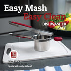 PriorityChef Large 15oz Potato Ricer, Heavy Duty Stainless Steel Potato Masher and Ricer Kitchen Tool, Press and Mash Kitchen Gadget For Perfect Mashed Potatoes - Everytime, Red