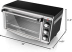 BLACK+DECKER TO3250XSBD 8-Slice Extra Wide Convection Countertop Toaster Oven, Includes Bake Pan, Broil Rack & Toasting Rack, Stainless Steel/Black