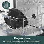 7-Quart Programmable Slow Cooker with Timer Keep Warm - Small Kitchen Appliance for Family Dinners - Serves 6+ People - Heat Settings: Keep Warm(White, Black Liner)