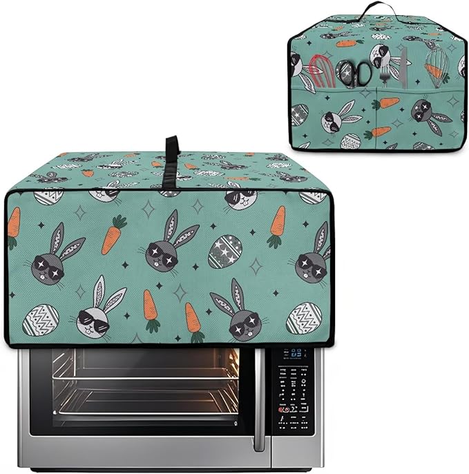 Easter Egg Bunny Carrot Print Toaster Oven Dust Cover Compatible with Most Toasters Ovens, Easter Decor Dust-proof Protector for Kitchen Small Appliance, (Medium-16.1*19.71*10 inches)