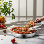 Elsjoy 4 Pack 13 Inch Stainless Steel Deep Pizza Pan, Large Round Pizza Baking Pan, Heavy-Duty Pizza Dish for Oven, Dishwasher Safe