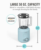 Martha Stewart 50oz Countertop Blender, Smoothie, Margarita & Ice Crushing Blender, BPA-Free Pitcher, 3 Speeds, 5 Presets, Auto-Clean Function, Dishwasher Safe, Stainless Steel Blades, Sky Blue