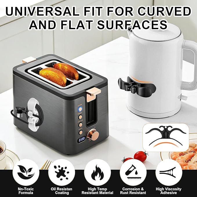 8PCS Cord Organizer for Appliances, Upgraded Kitchen Appliance Cord Organizer Stick on Appliance Cord Wrap Cord Kipper Cord Holder for Appliances Pressure Cooker, Coffee Maker, Air Fryer,Mixer