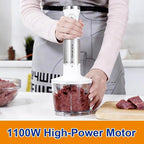 Upgraded 1100W 5-in-1 Immersion Hand Blender – 30 Speed Settings, Up to 15,500 RPM, Handheld with Milk Frother & Food Processor, White
