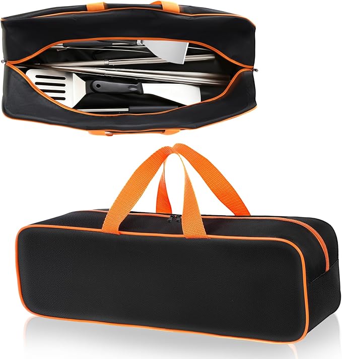 Grill Tool Storage Bag, 20" x 6" x 5" Large Capacity Grill Accessory Storage, 1680D Heavy-Duty Grill Utensil Storage, Accessories Storage Compatible with Blackstone (No Accessories)
