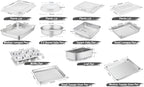 TeamFar Stainless Steel Bakeware Set, 13-Piece Metal Baking Roasting Pans with Lid, Rectangular/Square/Round/Lasagna/Loaf/Muffin Cake Pans, Non-Toxic & Sturdy, Smooth & Dishwasher Safe