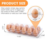 100 Pack Plastic Egg Cartons Cheap Bulk,1 Dozen Clear Empty Egg Containers for Chicken Eggs 2x6 Grids, Reusable Egg Holder Egg Trays for Family, Chicken Farm, Markets Display - Medium Egg Container