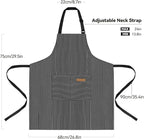 NLUS 2 Pack Kitchen Cooking Aprons, Adjustable Bib Soft Chef Apron with 2 Pockets for Men Women (Brown/Dark Black Strips)