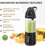 Portable Blender with Insulated Carrying Case & Recipe Book for Shakes and Smoothies, 24 OZ Personal Juicer Electric Protein Shaker Bottle, Mini Small Blender Cup with USB-C Rechargeable, Travel Lid