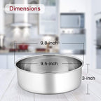 P&P CHEF 9.5 Inch Cake Pans Set, Round Baking Pan Stainless Steel Layer Birthday Wedding Cake Oven Pans, Non Toxic & Heavy Duty, Deep Side & Mirror Finish, Dishwasher Safe, (2Pcs)