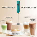 Zulay Kitchen Rechargeable Milk Frother - Dynamic - 3 Speeds, 3 Whisk Attachments, 500 mAh USB Charging, Drink Mixer For Latte, Cappuccino, Matcha, Protein Powder, Coffee Foam - Green Gold