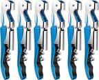 6 Pieces Professional Waiter Corkscrew Wine Openers, Blue Wine Keys Opener Stainless Steel Hinges Serrated Foil Cutter for Restaurant Waiters, Sommelier, Bartenders (Blue)
