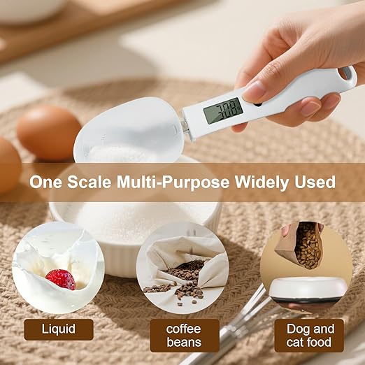UNIWEIGH Digital Measuring Spoon Scale,High Precision Electronic Food Scale for Kitchen Gadgets and Daily Meals,300G/0.1G Gram Scale for, Home Cooks Bakers Chefs,Pet Dog Cat Ower,with Battery