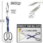 3 in 1 Barbecue Tool 18-inch by BBQ Croc - Light and Long Tongs, Spatula and Grill Scraper (Blue) (18 inch Without Flashlight)