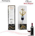 Cheers Gold Anchor Metal Wine Stopper - Elegant Vacuum Seal Reusable Nautical Ship Anchor Wine Bottle Stopper Airtight Leak Proof Bottle Topper Cork Plug, Home Decor & Bar Tool Accessory Unique Gift