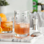 True Recipe Mixing Glass, Cocktail and Bar Tools with Thick Base, Pour Spout, and 5 Printed Recipes, 17 Oz