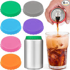 6 Pack Silicone Soda Can Cover Lids, Reusable Soda Can Lids Beer Can Covers Pop Can Covers, BPA Free Silicone Can Cover, Stopper and Protector for Soda, Beer, Beverage, Juice, Coke, Fits Standard Cans