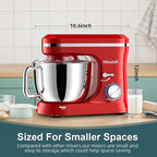 HOWORK Electric Stand Mixer,10+p Speeds With 6.5QT Stainless Steel Bowl,Dough Hook, Wire Whip & Beater,for Most Home Cooks (Red)