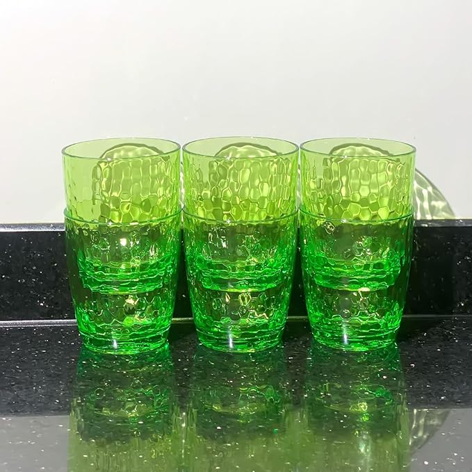 Set of 6 Hammered Style 15-ounce/430ml Acrylic Glasses Plastic Tumbler,BPA Free,Dishwasher Safe (Green)