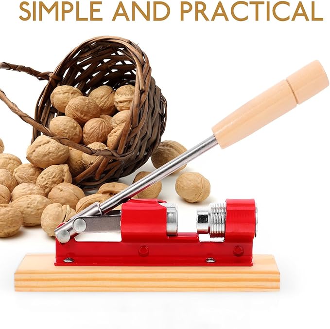 UKCOCO Mechanical Walnut Nutcracker Tool Multi-function Walnut Opener Plier with Red Handle Household Nut Shell Opener and Nuts Kitchen Specialty Gadget for Easy Shell Breaking