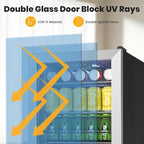 Mini fridge,116 Can Beverage refrigerator cooler with Glass Reversible Door for Soda Beer Wine, 3.2 Cu.ft Small Refrigerator for Home Kitchen, Adjustable Removable Shelves,Hidden Door Handle