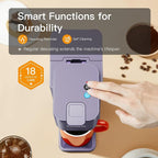 Tastyle Mini Hot and Iced Coffee Maker Single Serve, for K Cup and Ground, 6 to 14 Oz Brew Sizes, with Recipe Book, for Home, Travel, RV, Office and Dorm, Violet