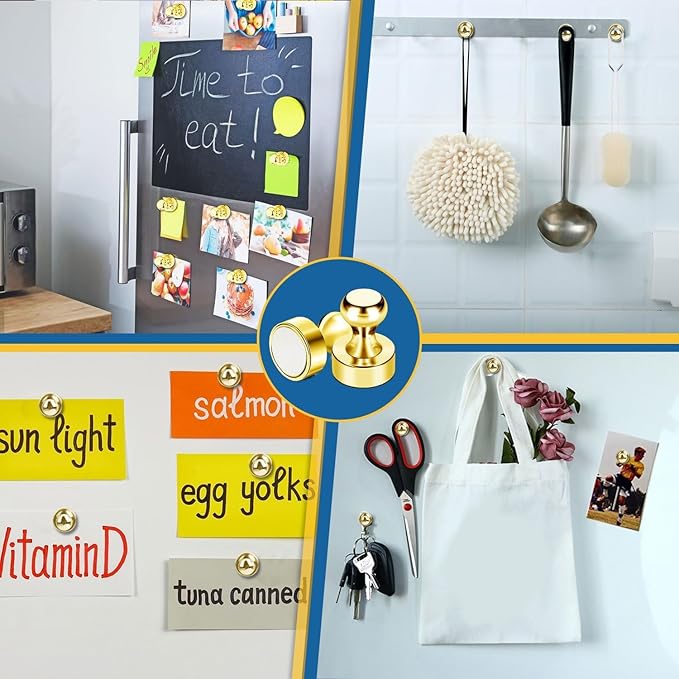 LOVIMAG Fridge Magnets 25 Pcs Refrigerator Whiteboard Small Strong Magnet Classroom Kitchen Accessories Decorative Locker Set Decor Must Haves Office Calendar Refrigerador Magnetic Cute Crafts Gold