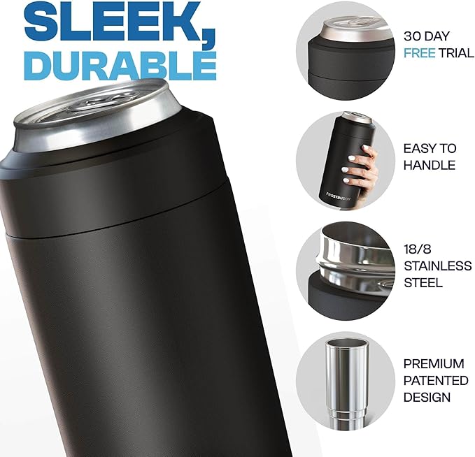 Frost Buddy Universal Buddy Can Cooler - Fits All - For Regular 12 & 16 oz or Slim-Size Bottles - Insulated Double-Walled Stainless Steel (Crimson)