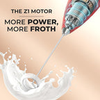 Zulay Kitchen Powerful Milk Frother Wand With 4 AA Duracell Batteries - Ultra Fast Handheld Drink Mixer - Electric Whisk Foam Maker for Coffee, Lattes, Cappuccino, Matcha & Creamer - Black and Red