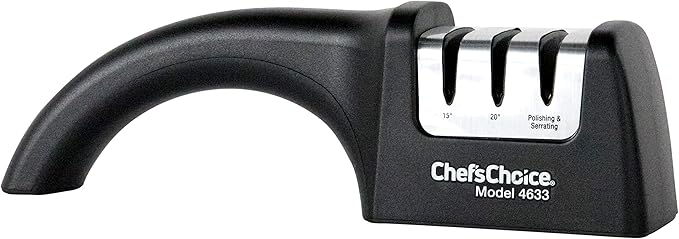 Chef'sChoice Professional Manual Knife Sharpeners AngleSelect for 15- and 20-Degree Straight-Edge and Serrated Knives with Diamond Abrasives Precise Angle Control & Compact Footprint, 2-Stage, Black