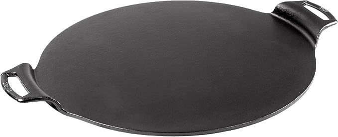 Lodge Seasoned Cast Iron Pizza Pan - Pre-Seasoned, Round Pizza Pan with Dual Assist Handles - Even Heat Distribution- PFAS-Free, Non-Toxic Cookware - Oven Safe - 15 Inch