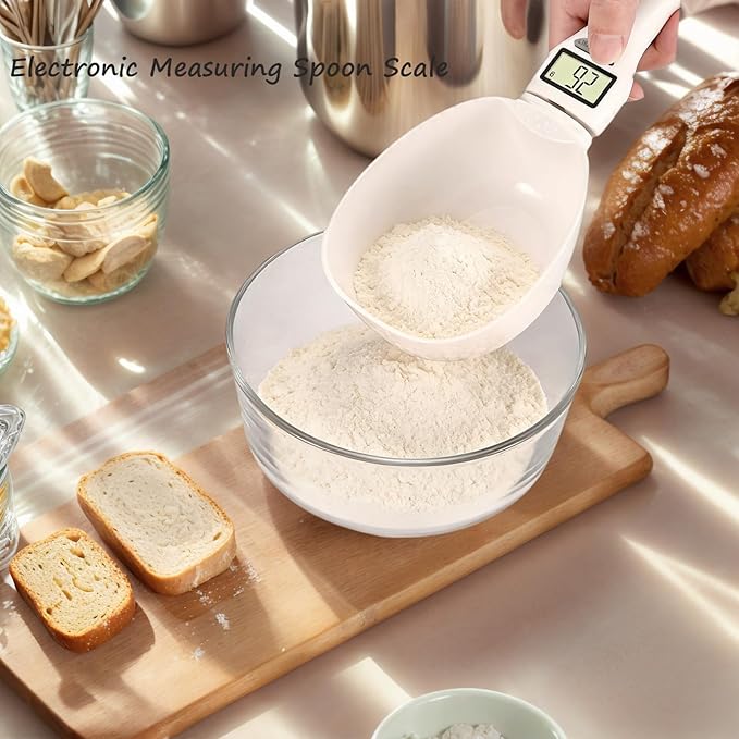 Digital Measuring Spoon Scale, Digital Food Measuring Scoop Scale 800g / 0.1g High Precision with LCD Screen, Electronic Measuring Spoon Cup for Kitchen Baking and Cat Dog Food (1 Pcs)