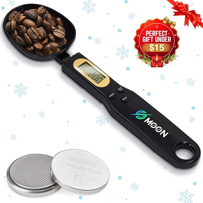 Digital Measuring Spoon Scale 500g/0.1g – Precision Coffee, Cooking & Baking Scale – Great Holiday Gift Under $15 for Coffee Lovers & Home Cooks – LCD Display, Batteries Included