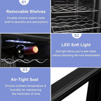 ROVSUN 28 Bottle Wine Fridge, Freestanding Compressor Wine Cooler Refrigerator, Beverage Wine Chiller with Digital Temperature Control & Double-layer Glass Door for Red White Wine, Champagne, Beer