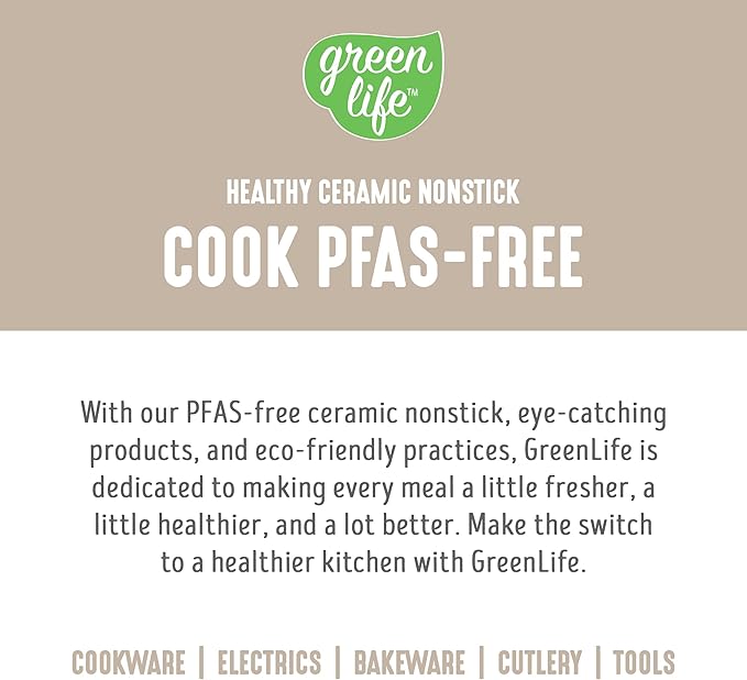 GreenLife 2.5QT Nonstick Saucepan with Glass Lid, Soft Grip, PFAS-Free Ceramic, Multipurpose Chef Pan, Milk & Sauce Cooking Pot, Dishwasher & Oven Safe to 350˚F, Stay-Cool Handle, Taupe